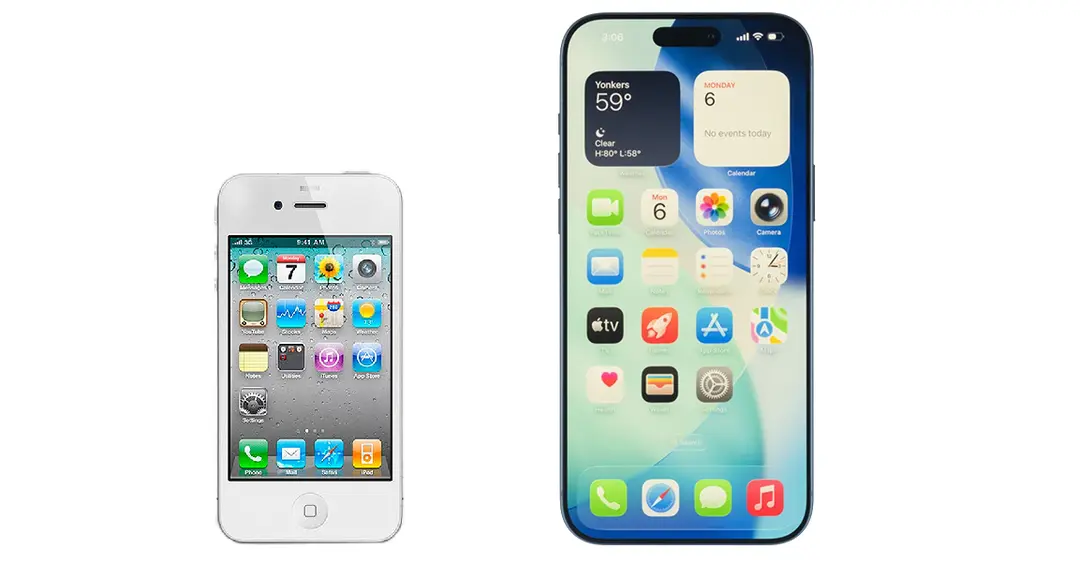 iPhone 4 和 iPhone 17 Pro Max 对比